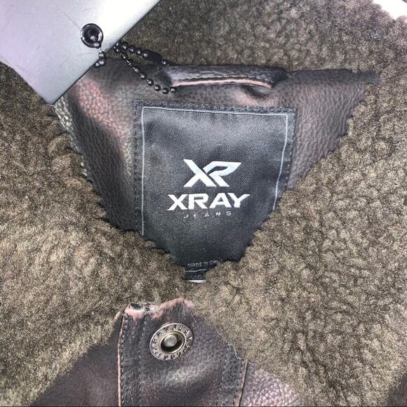 Men’s Leather coat/jacket XRAY JEANS brand TRUCKER JACKET WITH FAUX FUR collar - Picture 8 of 14